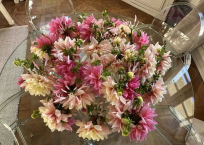 Bouquet de fleurs bicolore blanche et rose